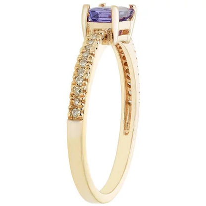 Genuine Tanzanite and 0.11 CT. T.W. Diamond Ring in 14K Gold