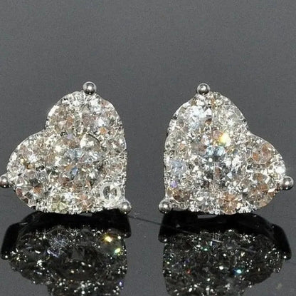 Exquisite Fashion Crystal Full Diamond Stud Earrings Love Heart Shape Cut Ear St