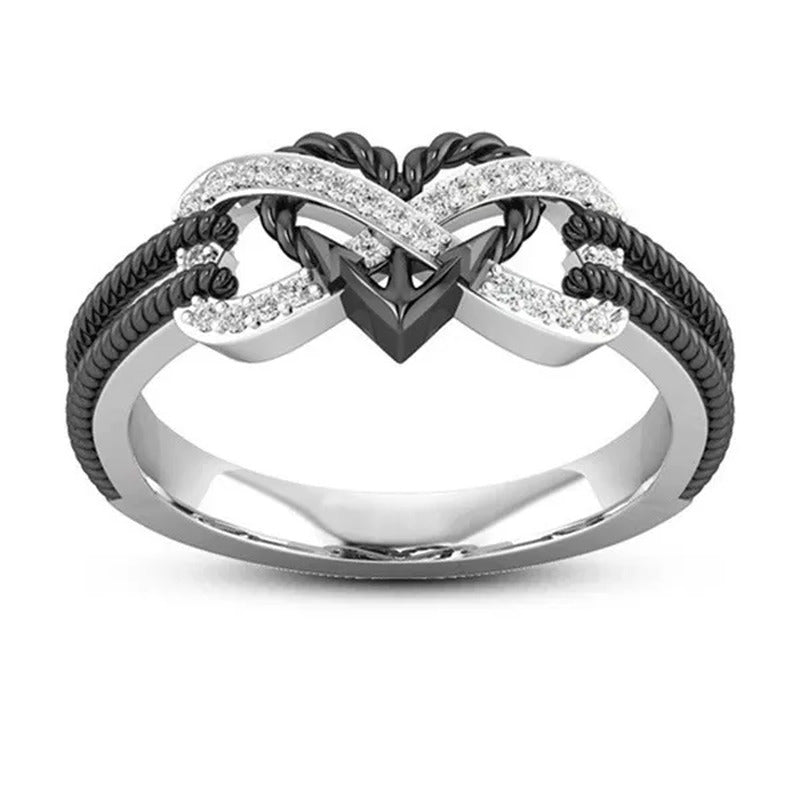 Black Rose Gold Heart Ring Ladies Ring Ladies Valentine'S Day Birthday Gift Jewe