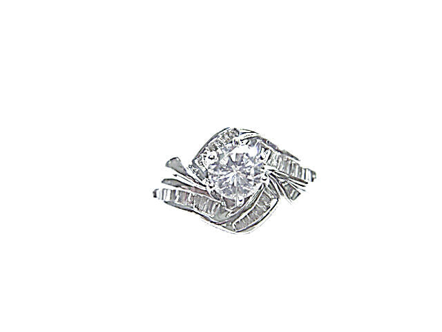 CERTIFIED .82 CT ROUND BRILLIANT DIAMOND .55 CT BAGUETTE DIAMOND ENGAGEMENT RING