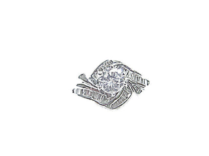 CERTIFIED .82 CT ROUND BRILLIANT DIAMOND .55 CT BAGUETTE DIAMOND ENGAGEMENT RING