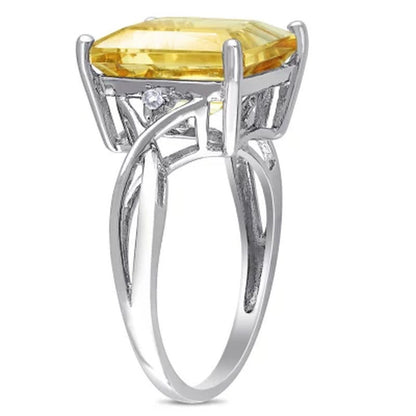 Emerald Cut Citrine and White Topaz Cocktail in Sterling Silver