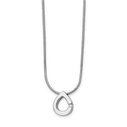 18 In. Sterling Silver 0.02 CT Diamond Necklace, Polished
