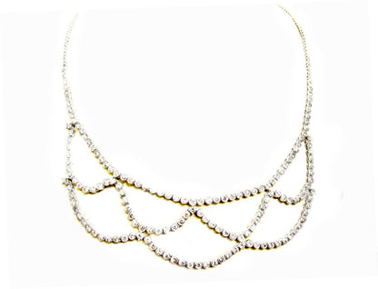 5.96 CT DIAMOND HALF WAY SET FRONT SET NECKLACE ROUND DIAMOND WEB DESIGN 18 K