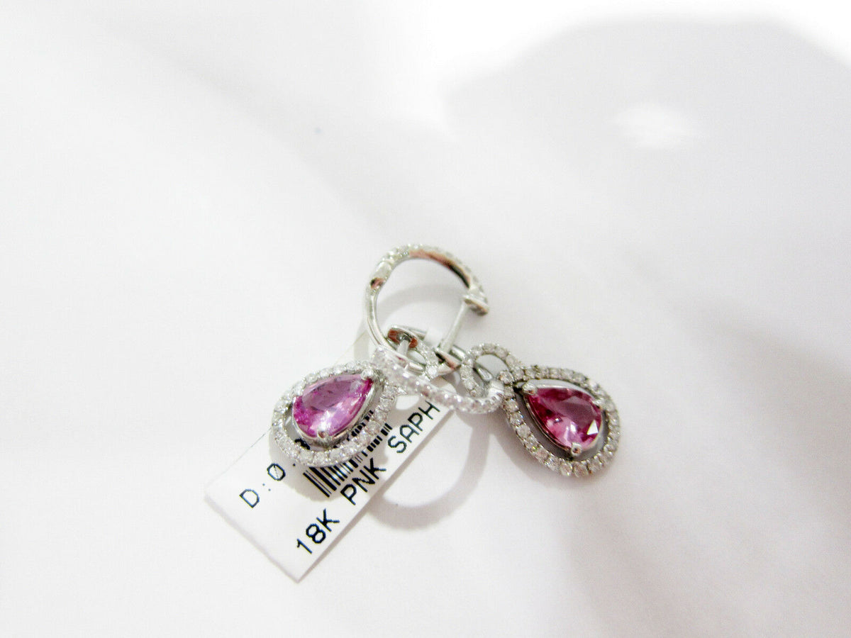 pink sapphire diamond earring dangle style with hoop top earring dangle sapphire