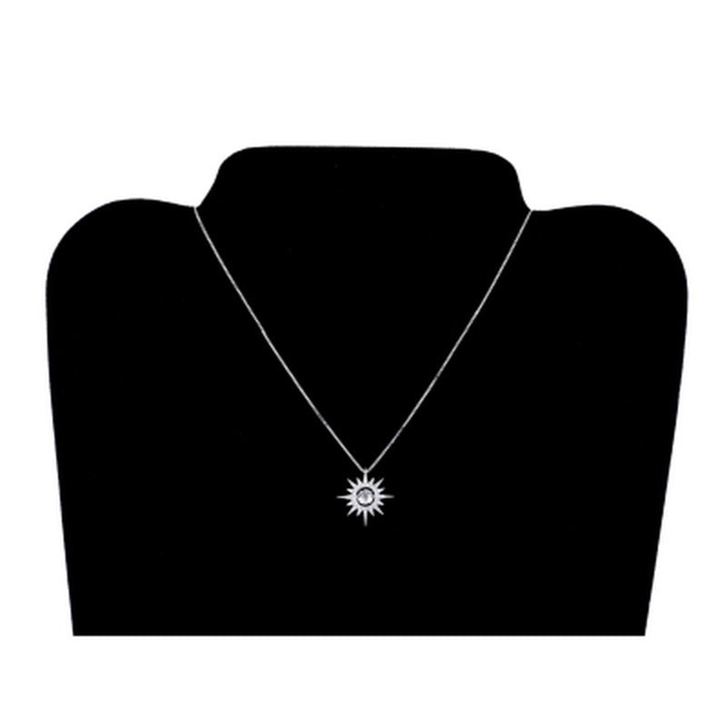 Dancing White Topaz Starburst Pendant with Diamonds in Sterling Silver