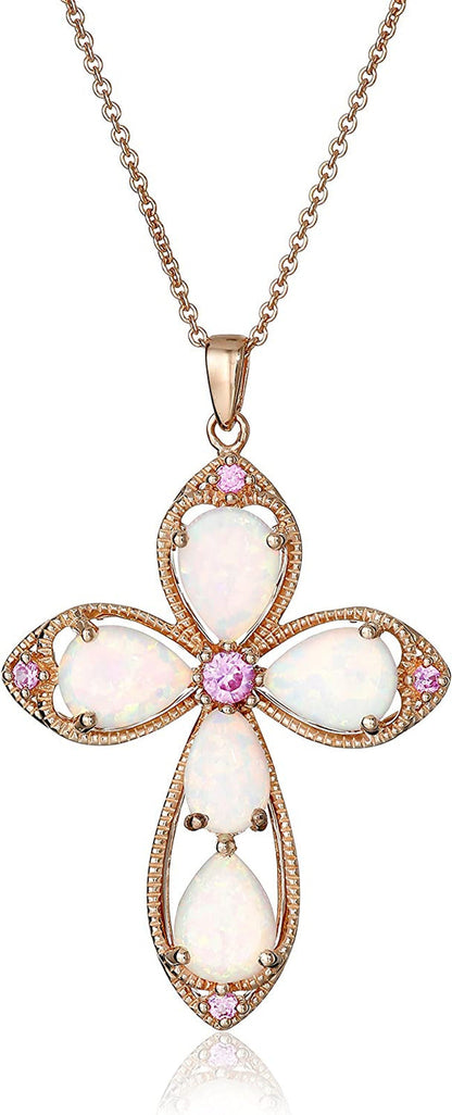 Amazon Collection 14K Rose Gold over Sterling Silver Created Opal with Created P
