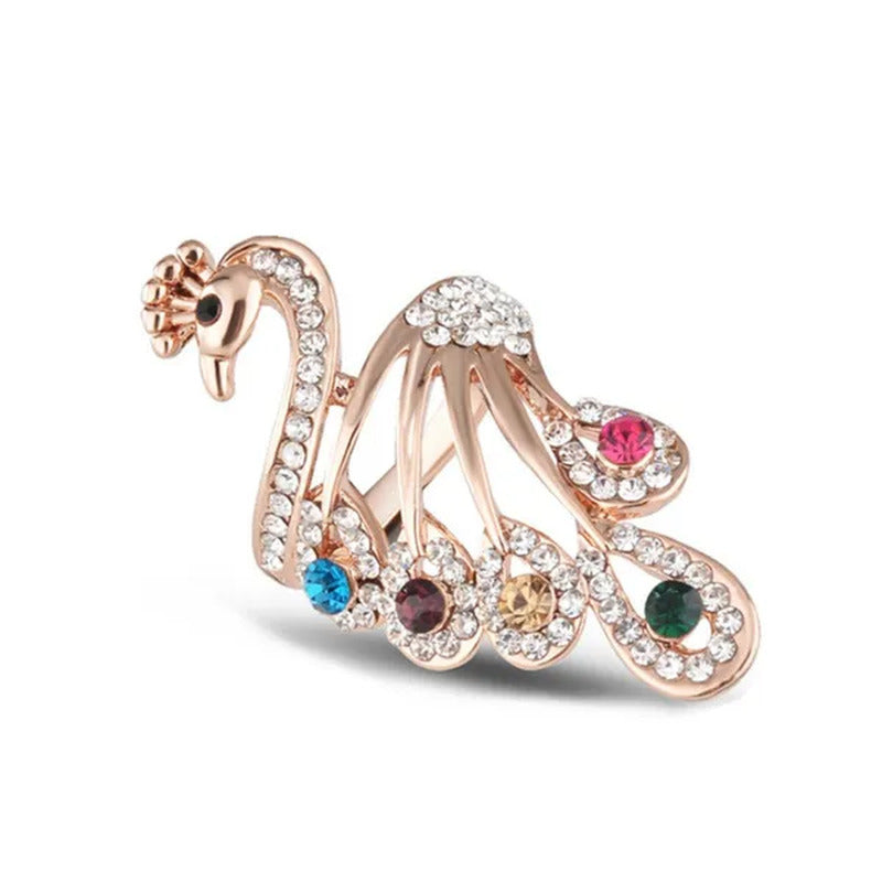 Women round Cut Diamond Ring Peacock Cocktail Ring Fashion Jewellry