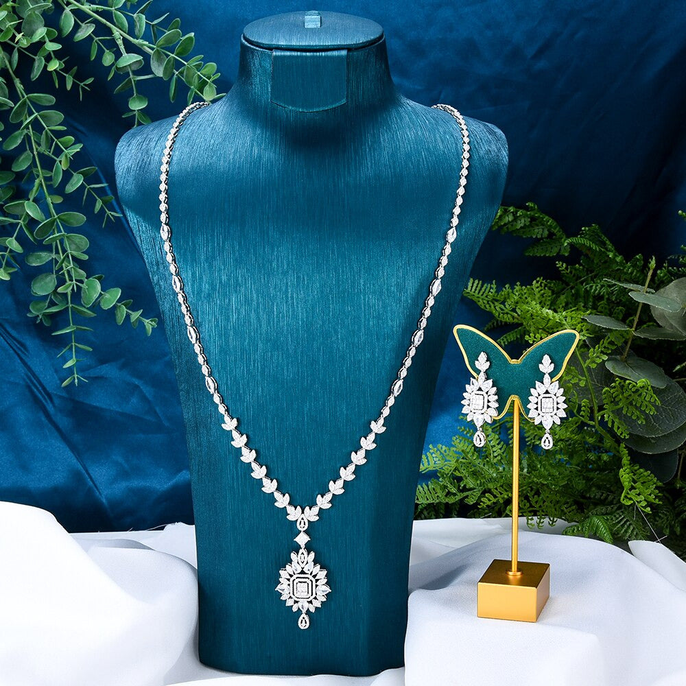 Big Fashion Luxury Waterdrop Statement Jewelry Set for Women Wedding Party