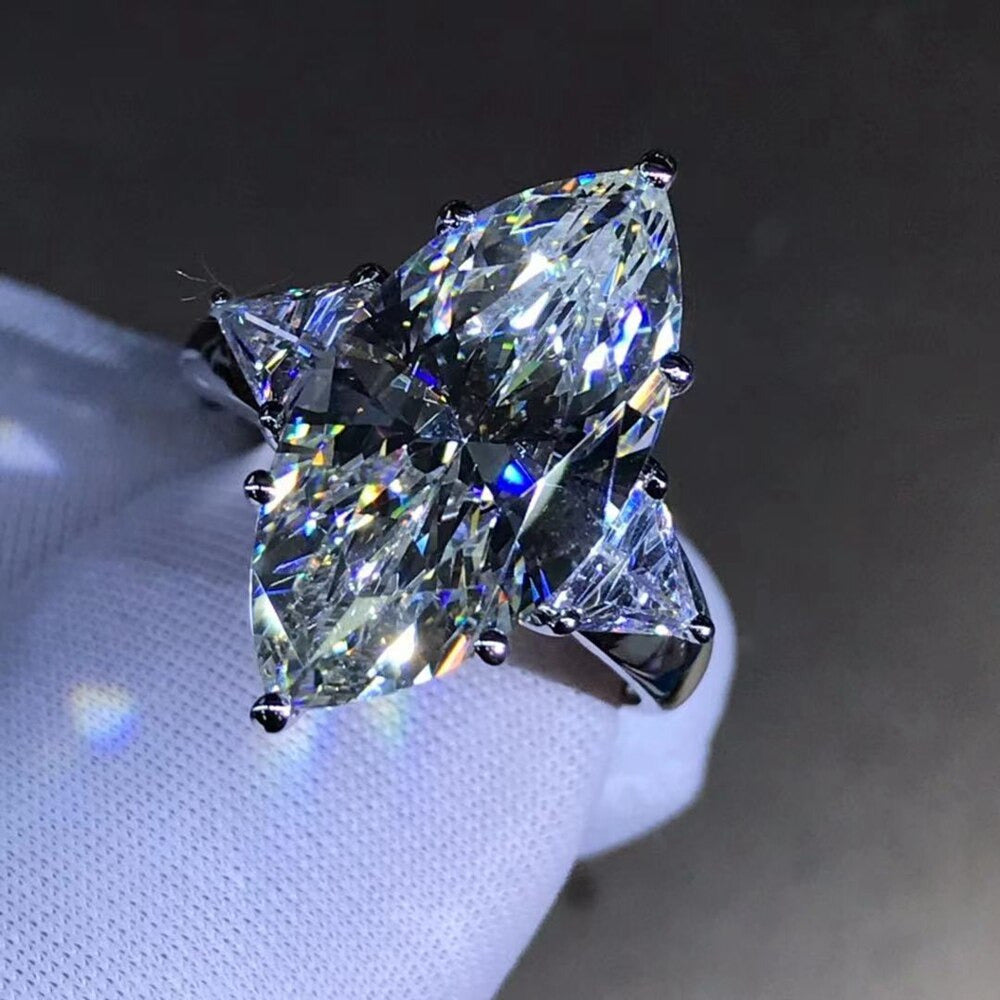 925 Sterling Silver Marquise Cut 8 CT 3EX VVS D Color Created Moissanite Wedding