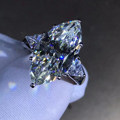 925 Sterling Silver Marquise Cut 8 CT 3EX VVS D Color Created Moissanite Wedding