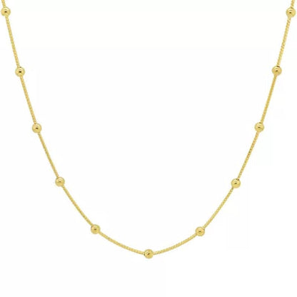 14K Yellow Gold Station Bead Necklace
