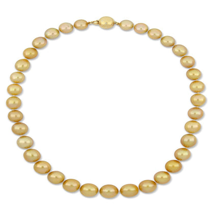 Tangelo 10-12.5Mm Champagne South Sea Cultured Pearl 14Kt Yellow Gold Strand Nec