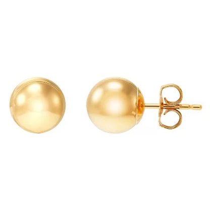 8-8.5MM Freshwater Cultured Pearl and 14K Yellow Gold Ball Stud Earrings Set