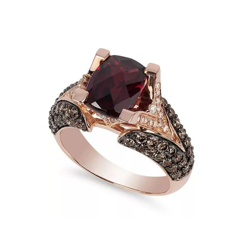 Retro Luxury Natural Red Stone Handmade Crown Ring Women'S Silver Colors Ring Pr