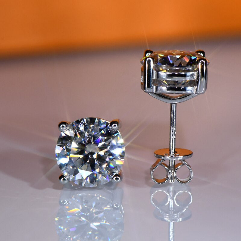 Luxury 11MM 5Ct Real Moissanite Diamond Stud Earrings for Women Classic 925