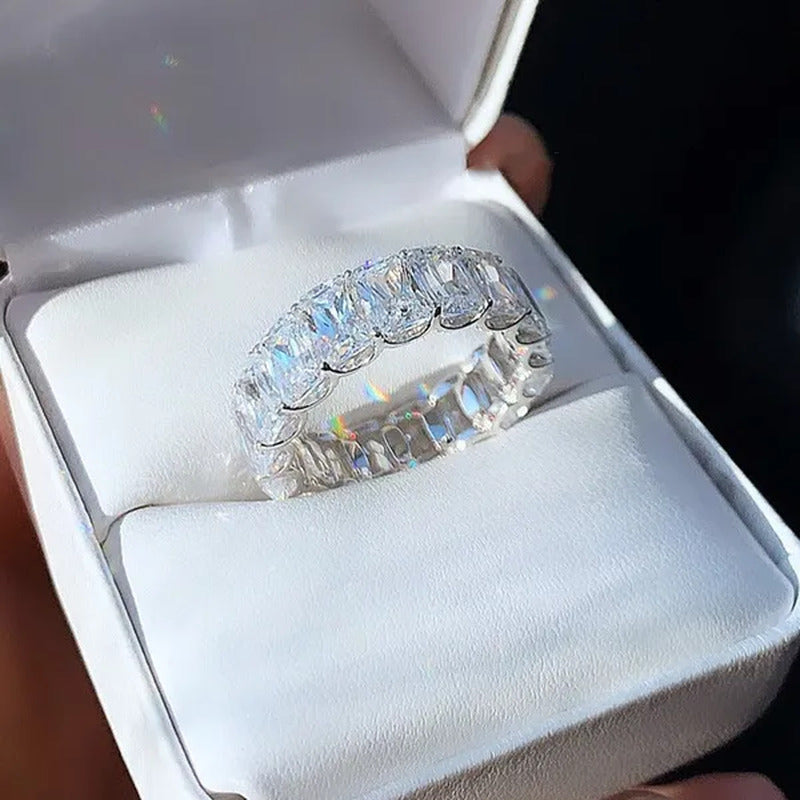 Personality Stackable Wedding Bands for Women Fashion 925 Sterling Silver Diamon
