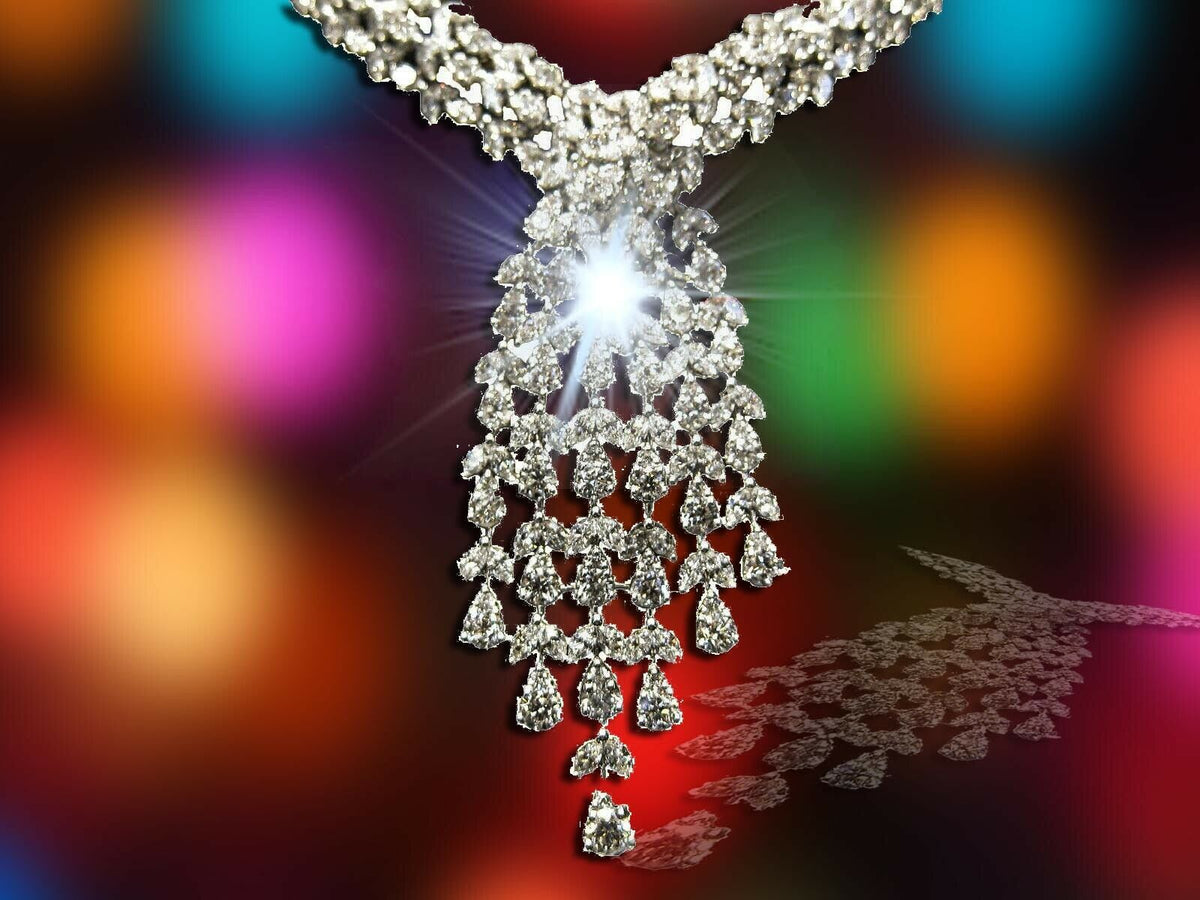DIAMOND PEAR MARQUISE SHAPE NECKLACE 20 INCH LENGTH INCLUDING DROP 16 INCH NECK