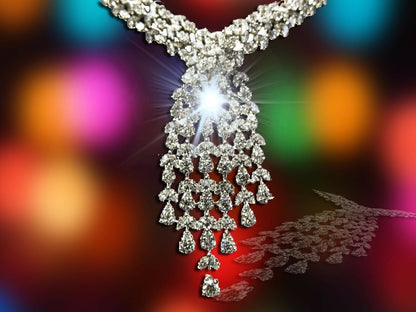 DIAMOND PEAR MARQUISE SHAPE NECKLACE 20 INCH LENGTH INCLUDING DROP 16 INCH NECK