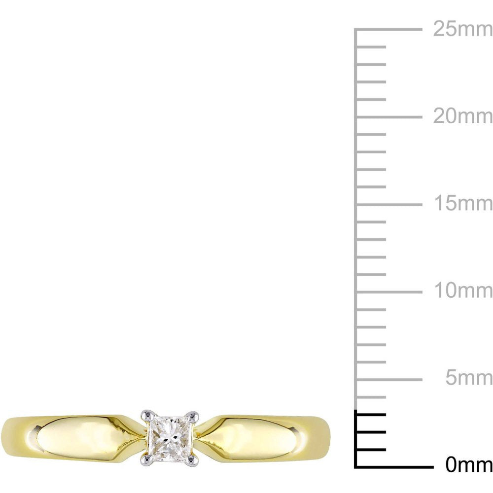 1/10 Carat T.W. Princess Cut Diamond Solitaire Ring in 10Kt Yellow Gold