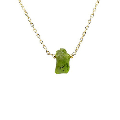 Gempires Natural Raw Green Peridot Crystals Pendant Necklace, Raw Gemstone, Ener
