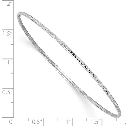 14K White Gold Diamond Cut Slip-On 1.5Mm Bangle Bracelet, 8"