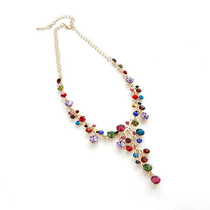 1Pc Colorful Diamond Temperament Diamond Accessories Y-Shaped Diamond Necklace C