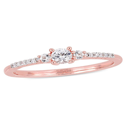 1/3 Carat T.G.W. Created White Sapphire and Diamond-Accent Rose Plated Sterling