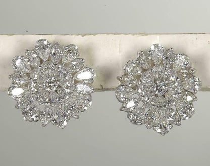 Important Diamond Platinum Button Earrings