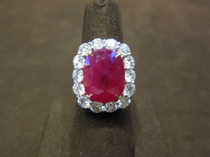 GRS CERTIFIED RUBY CUSHION SHAPE 13.80 LENGTH X11.30 WIDTH X7.05MM DEPTH DIAMOND