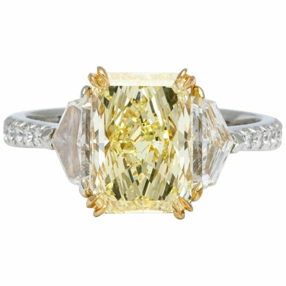 GIA Certified Fancy Yellow Diamond Ring 2.34 carat Fancy Yellow Radiant Platinum
