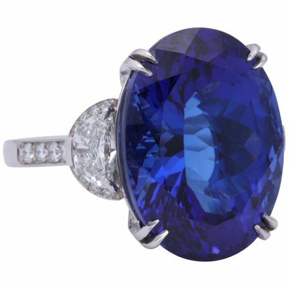 20 Carat Royal Blue Tanzanite and Diamond Ring