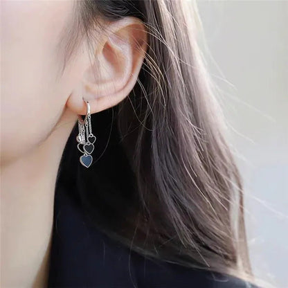 New Style Black Love Earrings Ladies Tassel Earrings Temperament Cold Wind Earri