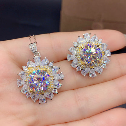 Women'S Moissan Diamond Ring Pendant Set