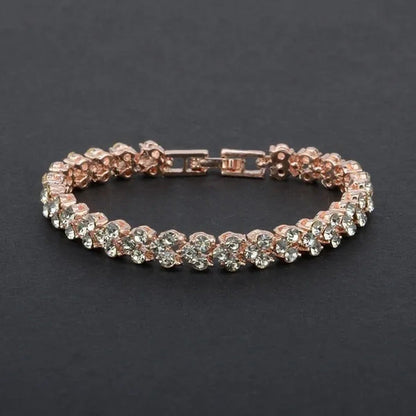 Fashion Roman Style Women'S 925 Sterling Silver Crystal Diamond Bracelet Gold an