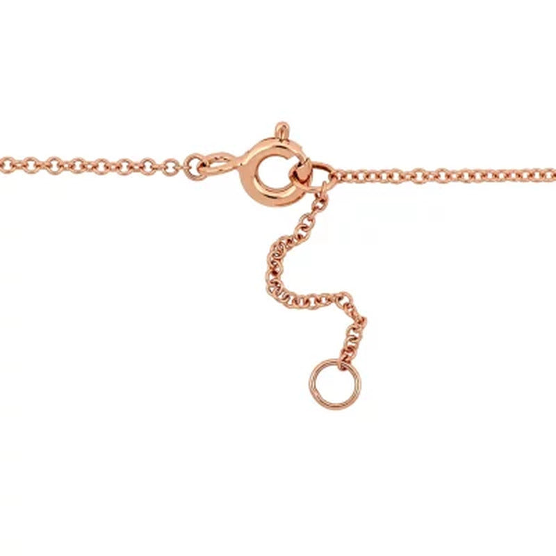 0.13 CT. T.W. Baguette and Round-Cut Diamond "V" Shape Necklace in 14K Rose Gold
