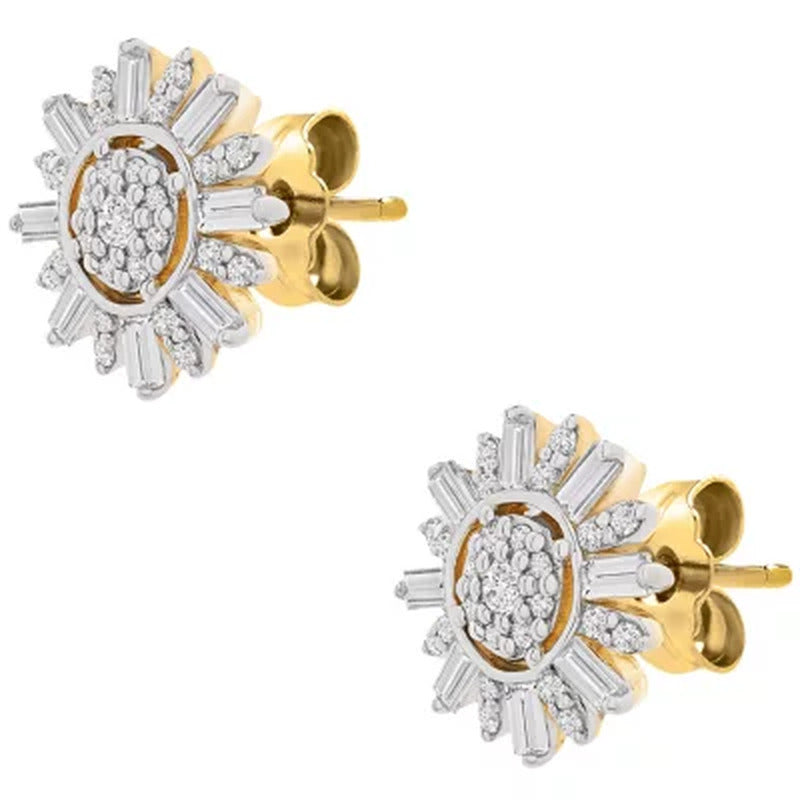 0.33 CT. T.W. Diamond Starburst Earrings in 14K Yellow Gold