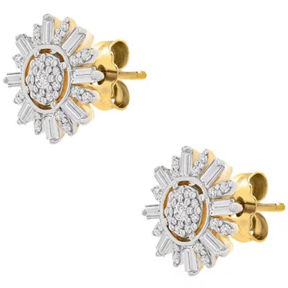 0.33 CT. T.W. Diamond Starburst Earrings in 14K Yellow Gold