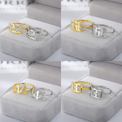 Angel Number Ring, Adjustable Open Cuff Ring Numerology Rings Luck Angel Number
