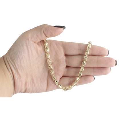 10K Yellow Gold 3D Turkish Rope Fancy Link 3.70Mm Chain Statement Necklace 26"