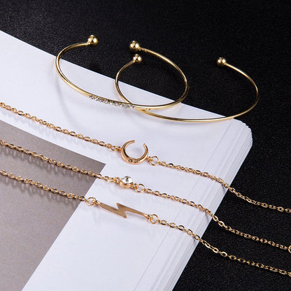 Five-Piece Full Fashionable Moon Personality Bracelets
