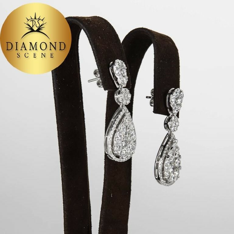 Illusion Diamond 4.45 carats of F color VS clarity round brilliant Earrings 18 k