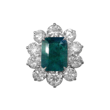 EMERALD CENTER EMERALD SHAPE SET 10 ROUND DIAMOND AROUND SET