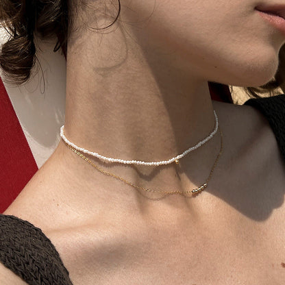 925 Sterling Silver Simple Retro Jewelry Stacking Temperament Choker Collarbone