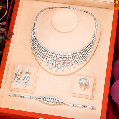 New Trendy 4PCS Full Micro CZ Luxury African Jewelry Set for Women Wedding