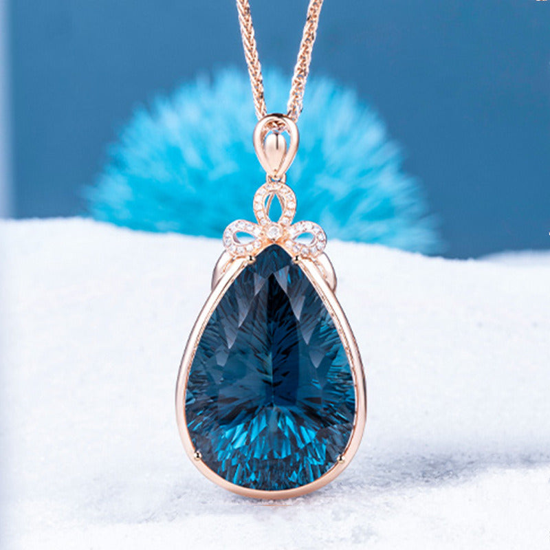 Novel Big Bare Graphite Blue Diamond Pendant Necklace Simulation