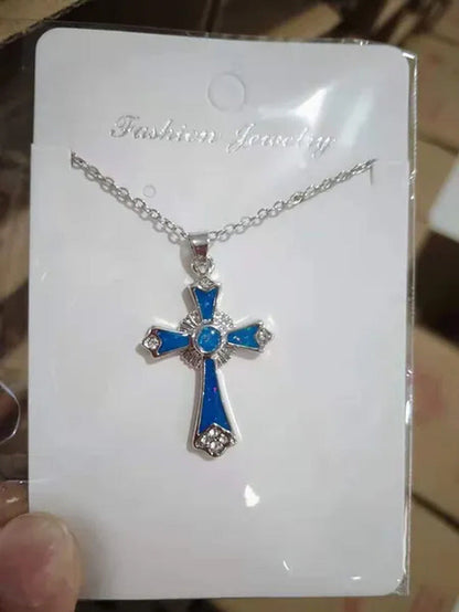 Exquisite Fashion Cross Pendant 925 Sterling Silver Necklace Diamond Necklace Cr