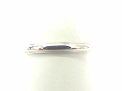 14 K WHITE GOLD POLISHED BEADED WEDDING BAND