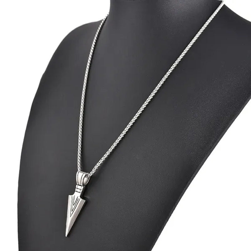 Vintage Men Necklaces Arrowhead Pendant Necklace with 21 Inch Chain Mens Jewelle