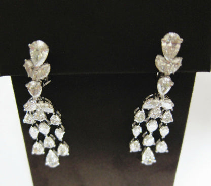DIAMOND EARRING PEAR MARQUISE SHAPE DANGLE STYLE SET DIAMOND EARRING